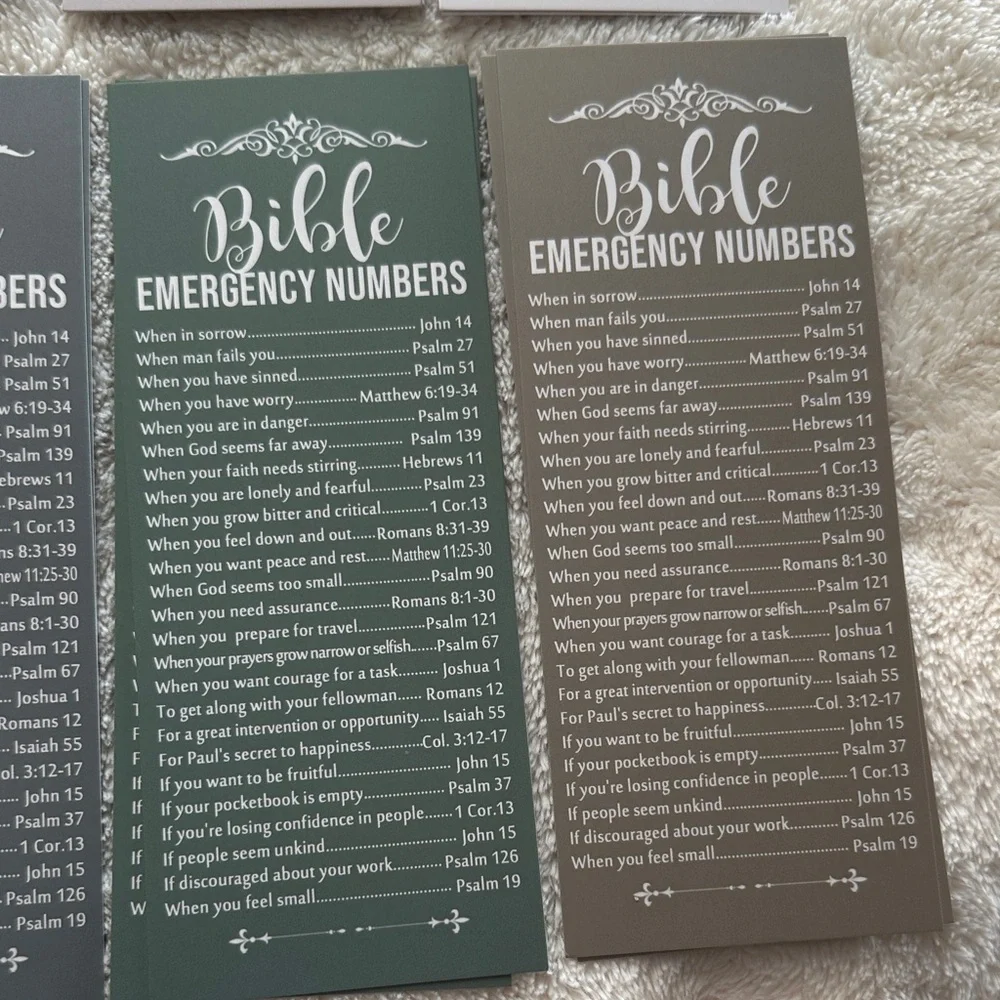 Bible Emergency Numbers Bookmarks Set of 20 6” x 2.5” Invitation to Christ NWT